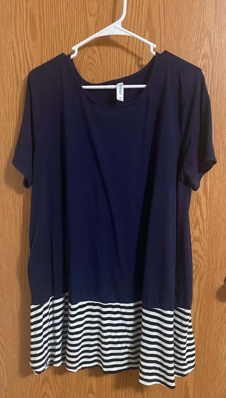 Zenana Premium Navy Blue Short Sleeve T-Shirt Dress  Size 3X
